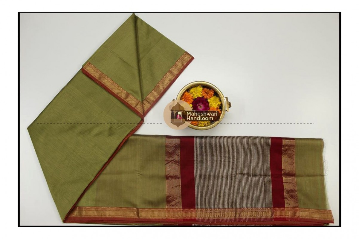 Maheshwari Mehandi Green Gicha Pallu Saree