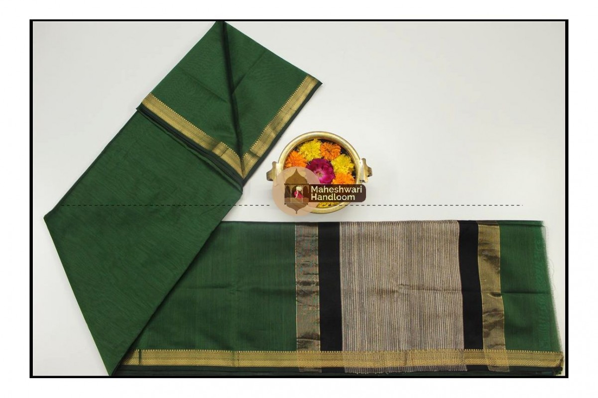Maheshwari Chutney Green Gicha Pallu Saree