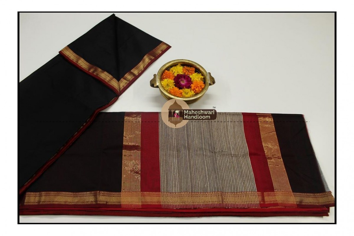 Maheshwari Black Gicha Pallu Saree