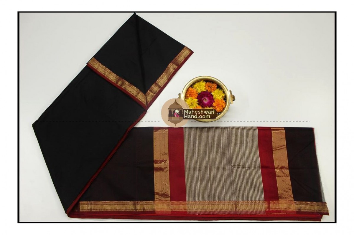 Maheshwari Black Gicha Pallu Saree