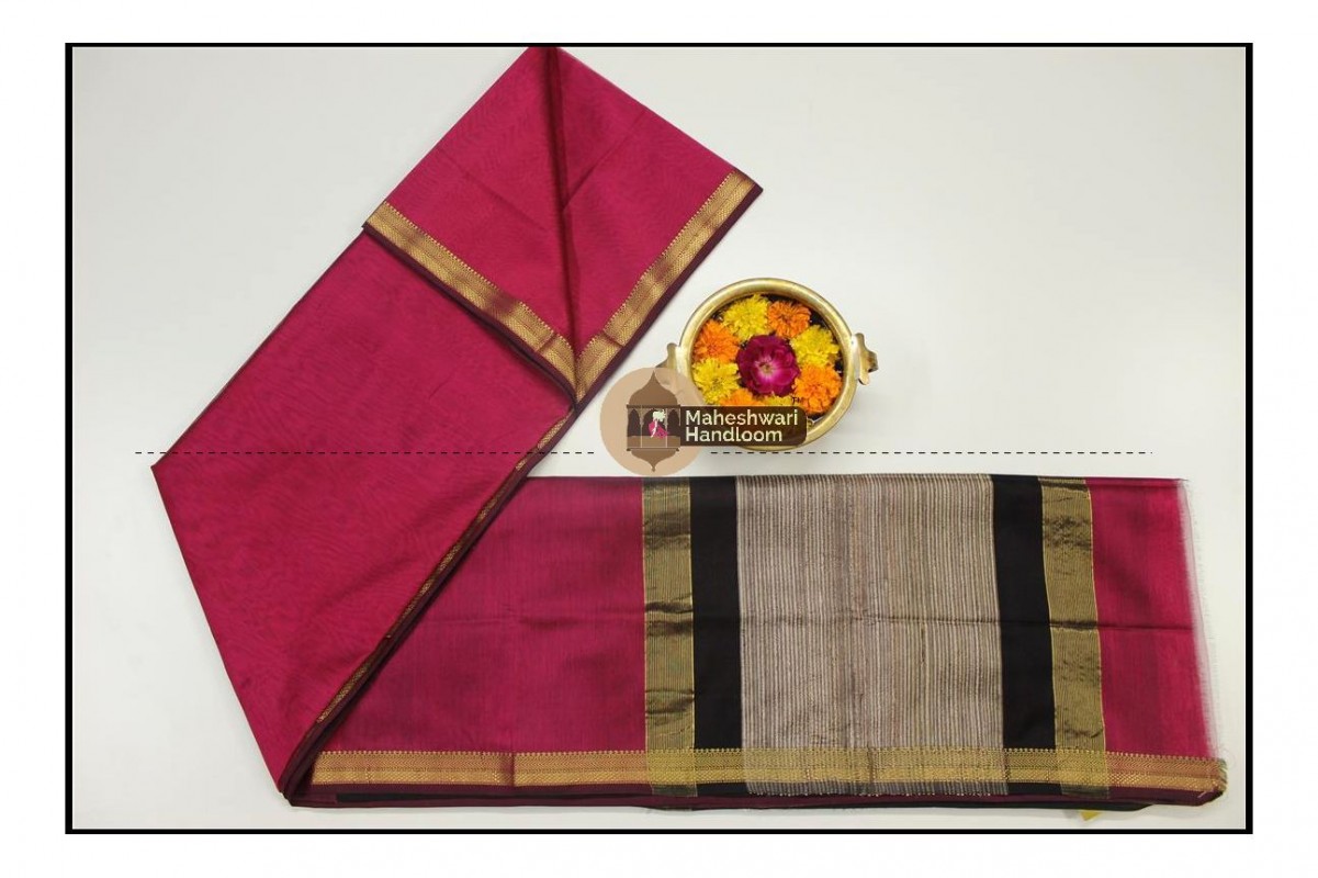Maheshwari Pink Gicha Pallu Saree