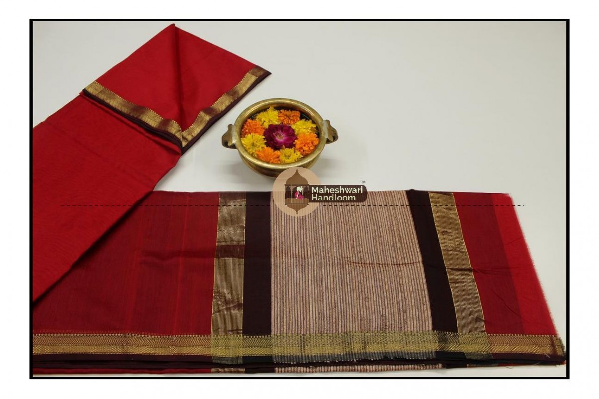 Maheshwari Red Gicha Pallu Saree