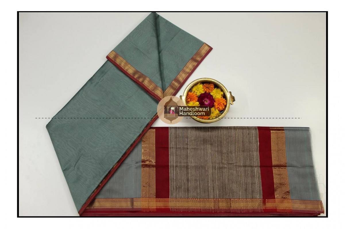 Maheshwari Grey  Gicha Pallu Saree