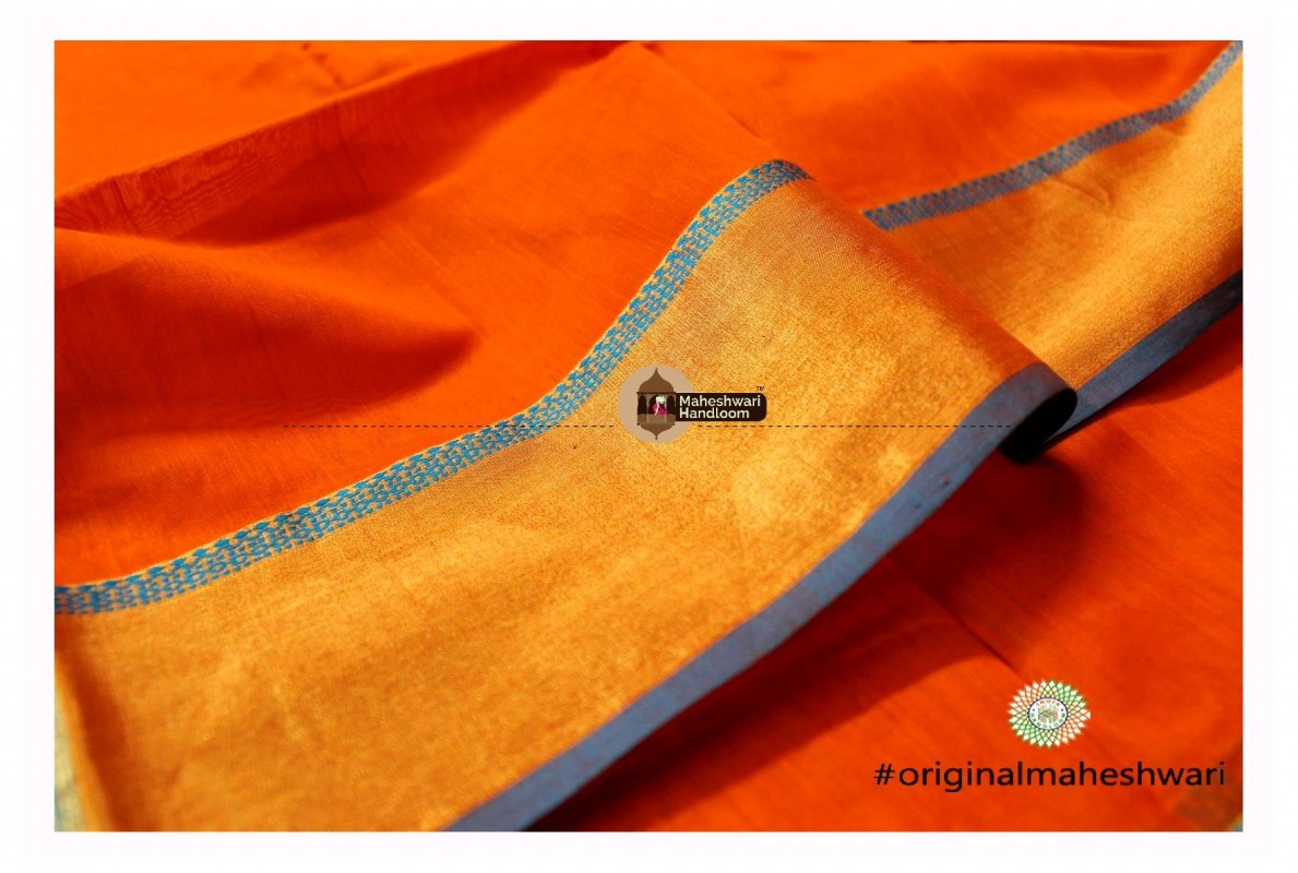 Maheshwari Orange Buta Pallu Saree