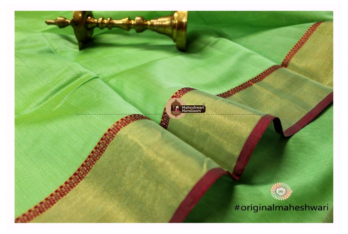 Maheshwari Pista Green Green Buta Pallu Saree
