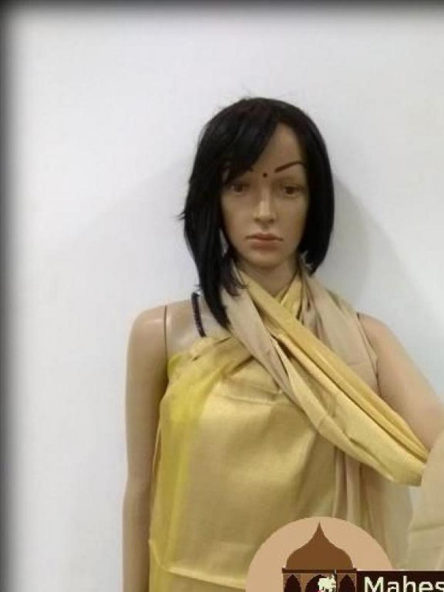 Maheshwari Light Cream Silk Dupatta With Resham Border