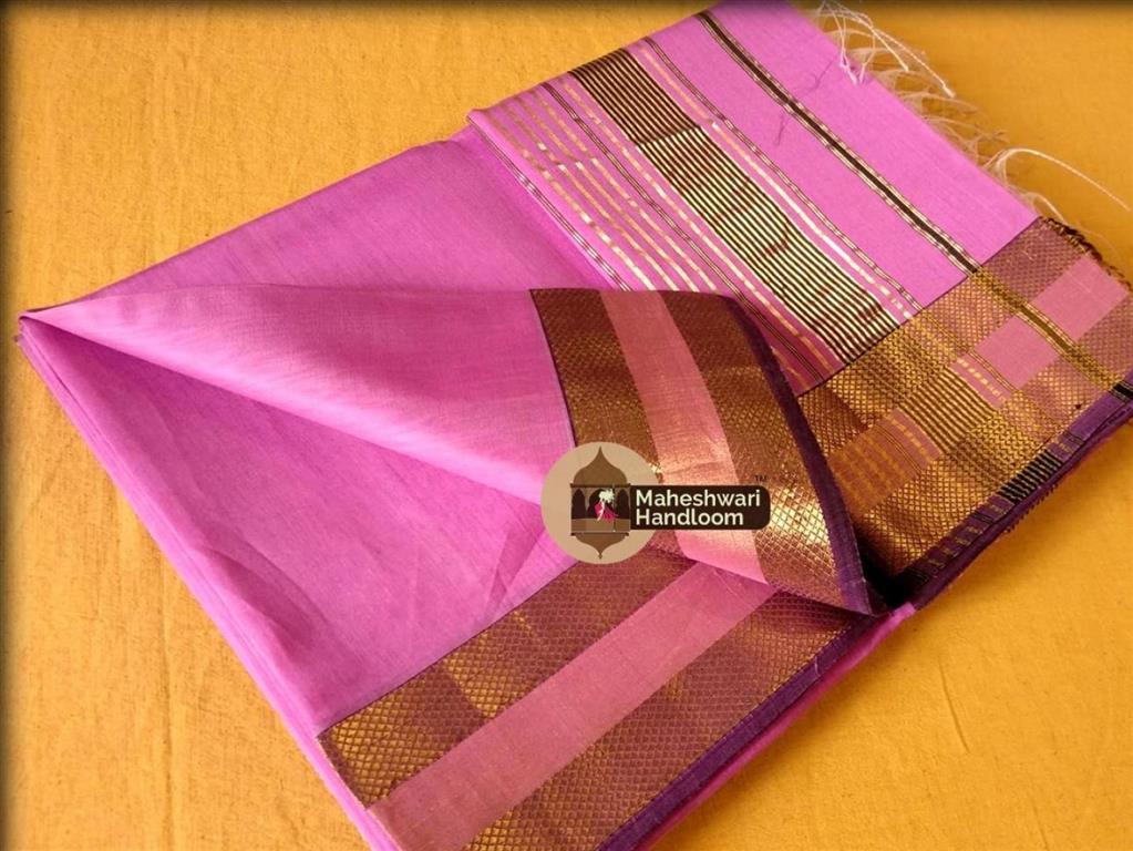 Maheshwari Handloom Pink Duble Jari Chatai Border