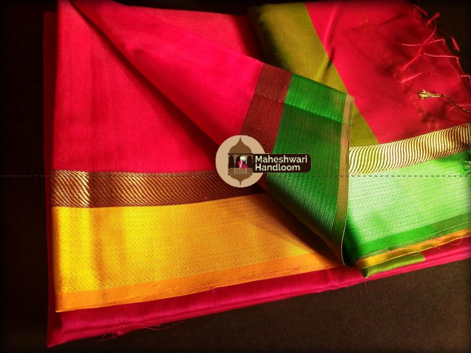   Maheshwari Red Cola  Ganga Jamuna saree