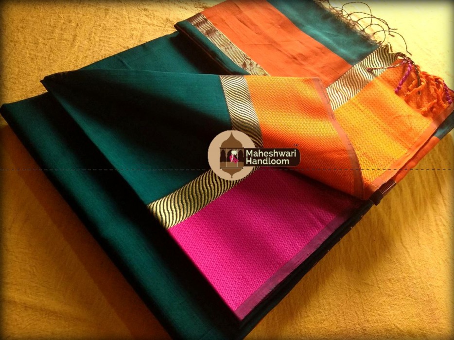   Maheshwari Rama Green Ganga Jamuna Saree