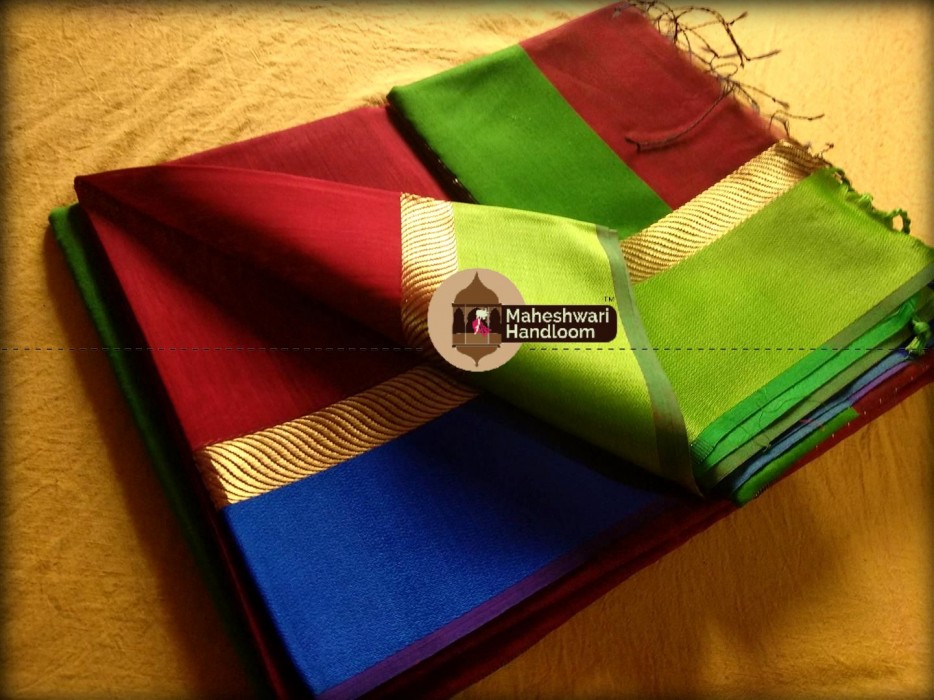 Maheshwari Red Ganga Jamuna saree