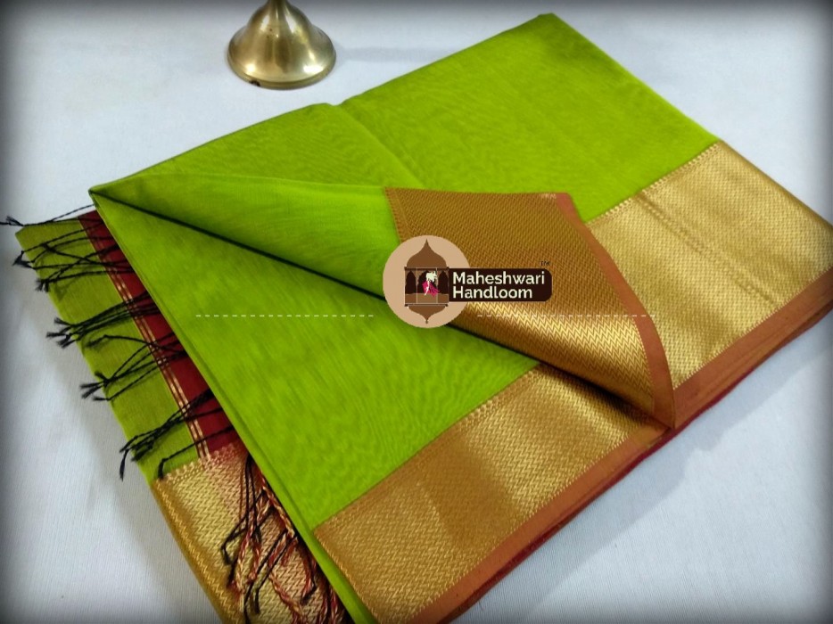 Maheshwari Light Green Jari Skirt Border  saree