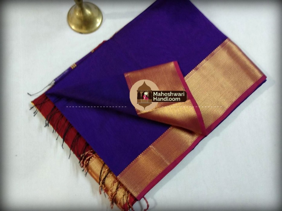 Maheshwari Purple Jari skirt Border saree 