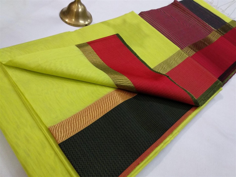 Maheshwari Light Green Green Ganga Jamuna saree