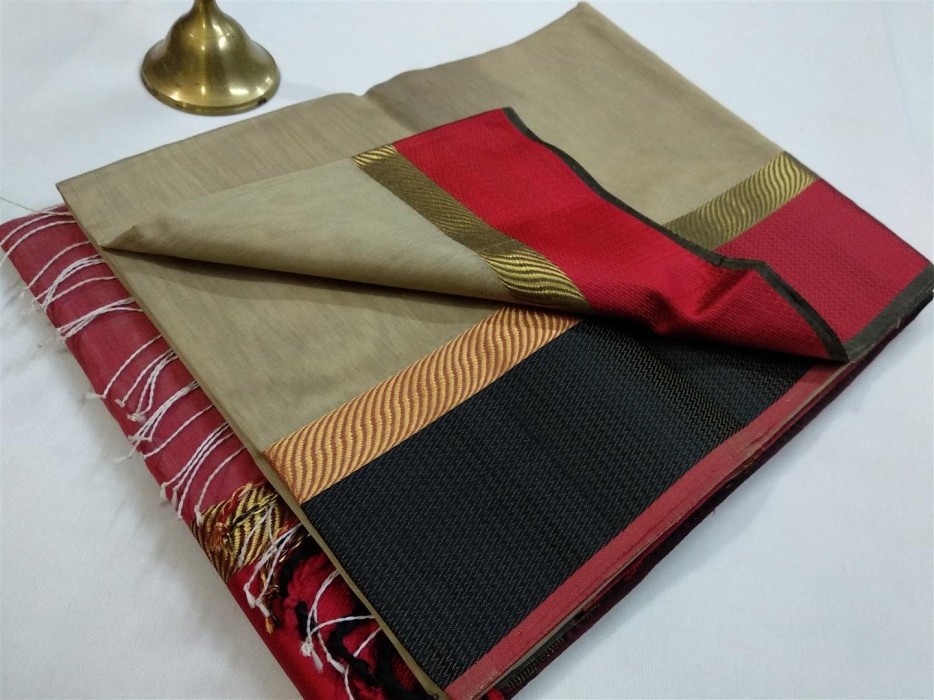 Maheshwari Grey Ganga Jamuna saree