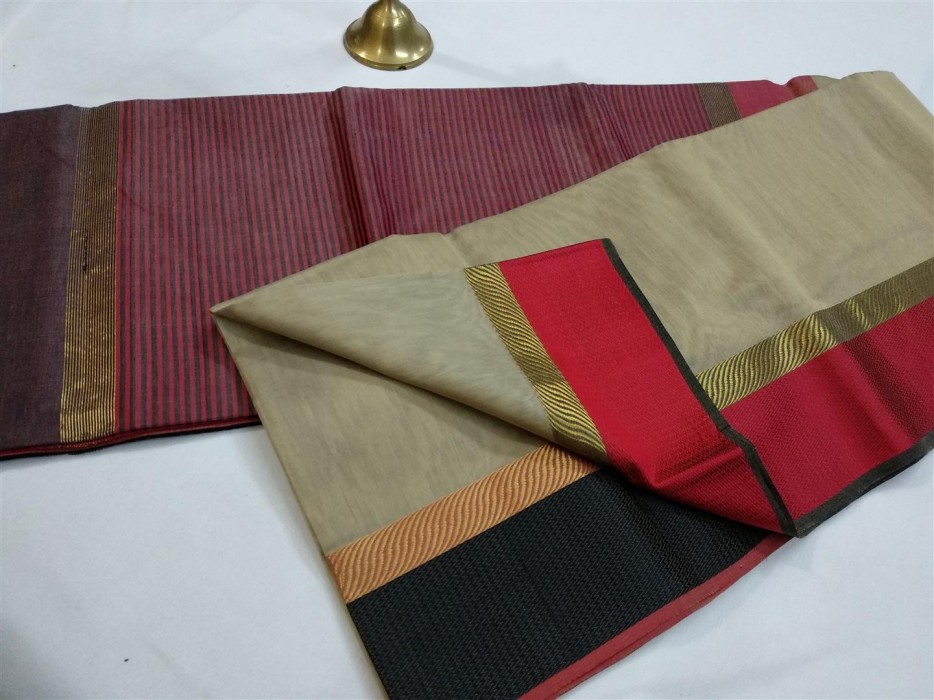 Maheshwari Grey Ganga Jamuna saree
