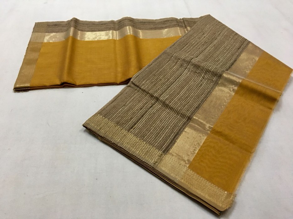 Maheshwari Mustard Yellow Gicha Pallu Saree