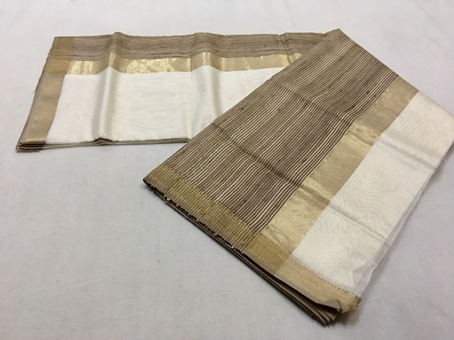 Maheshwari  White Gicha Pallu Saree