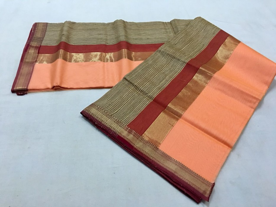 MAheshwari Peach Gicha Pallu Saree
