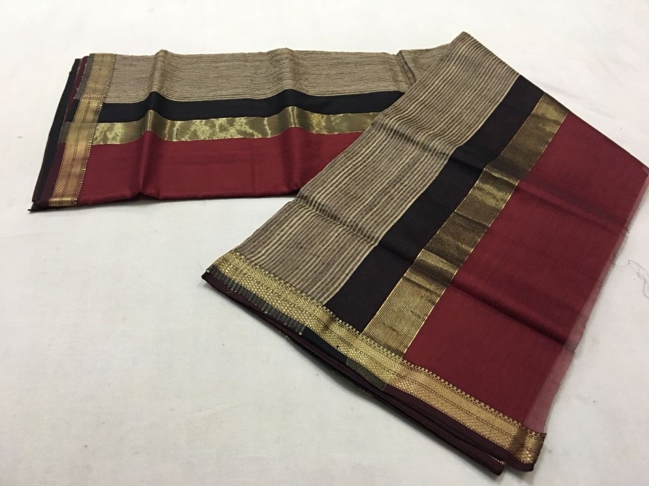 Maheshwari Maroon Gicha Pallu Saree