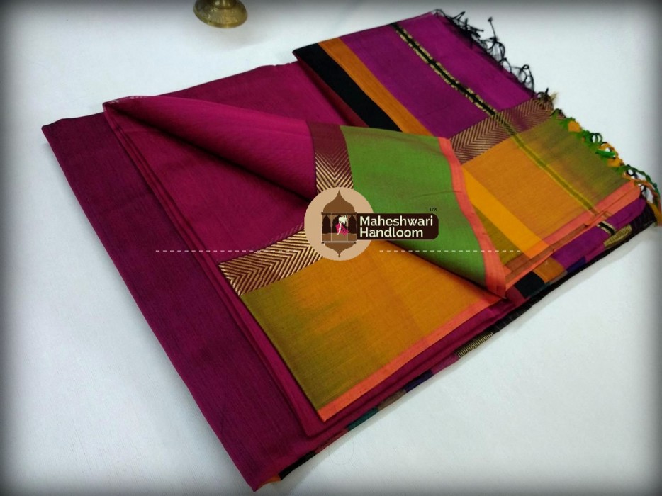 Maheshwari Pink shaded Border Saree