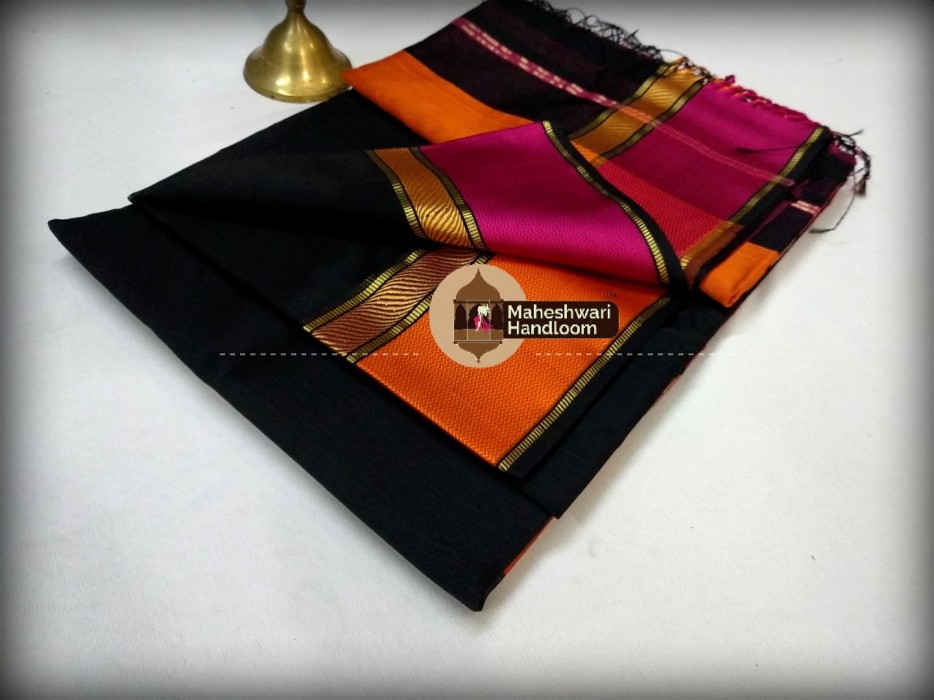Maheshwari Black Ganga Jamuna saree