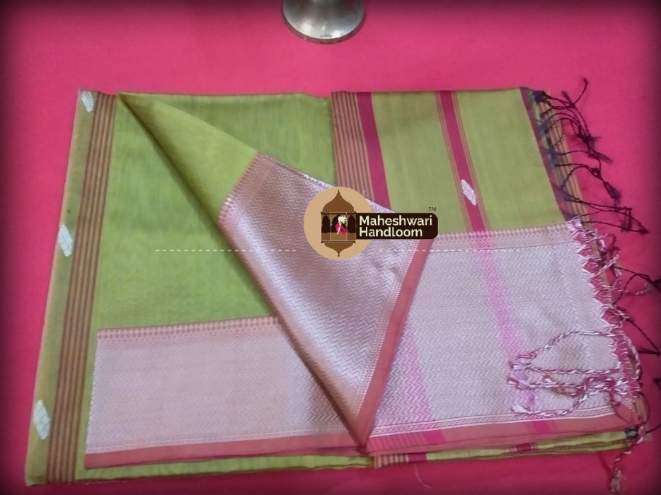 Maheshwari Lite Green Resham Buti -Motifs saree