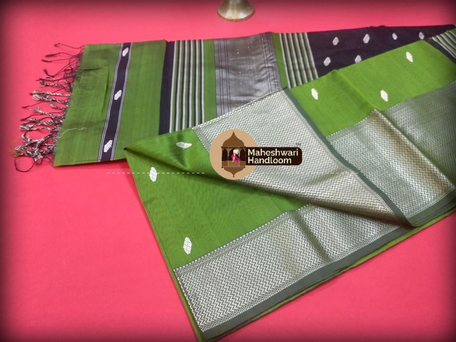 Maheshwari  Green Resham Buti- Motifs Saree