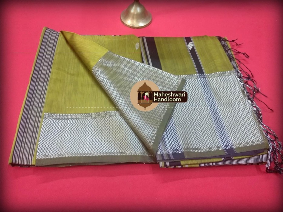 Maheshwari Lite Green Resham Buti- Motifs Saree
