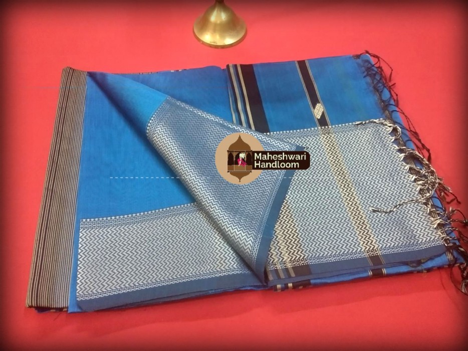 Maheshwari Sea Blue Resham Buti- Motifs Saree