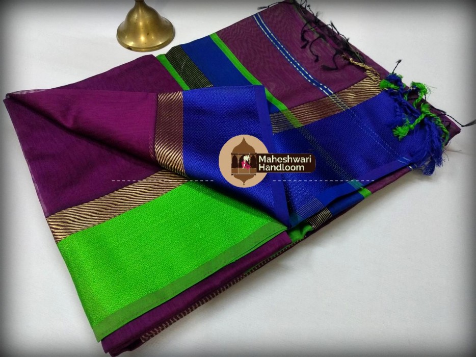 Maheshwari Magenta Ganga Jamuna saree