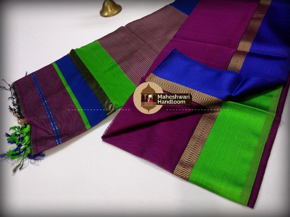 Maheshwari Magenta Ganga Jamuna saree