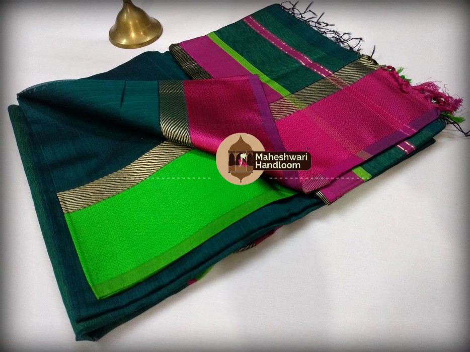 Maheshwari Rama Geen Ganga Jamuna saree