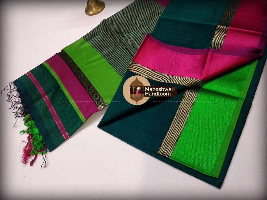 Maheshwari Rama Geen Ganga Jamuna saree