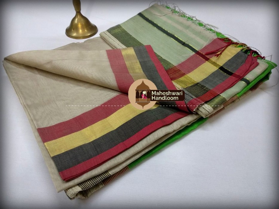 Handwoven Maheshwari Kosa Pallu Tussar Saree