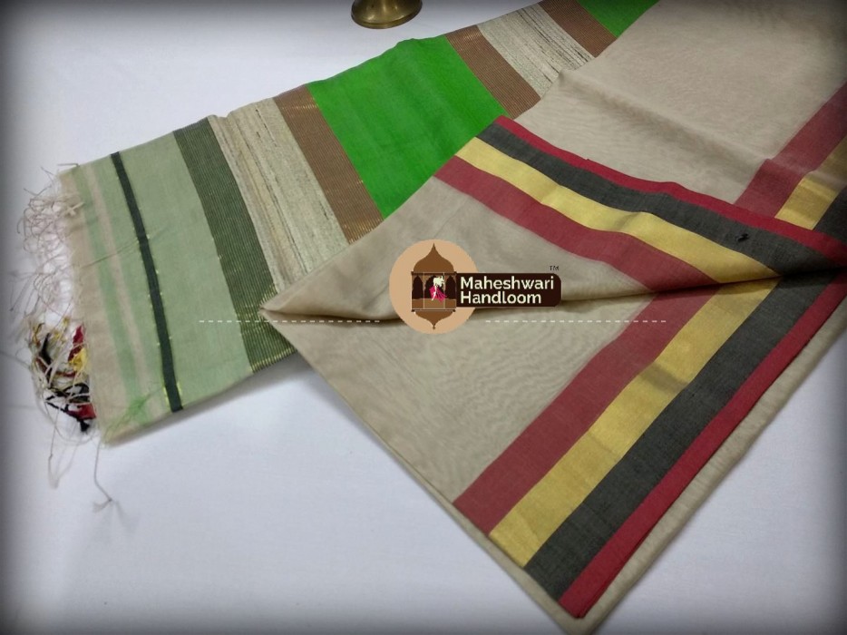 Handwoven Maheshwari Kosa Pallu Tussar Saree