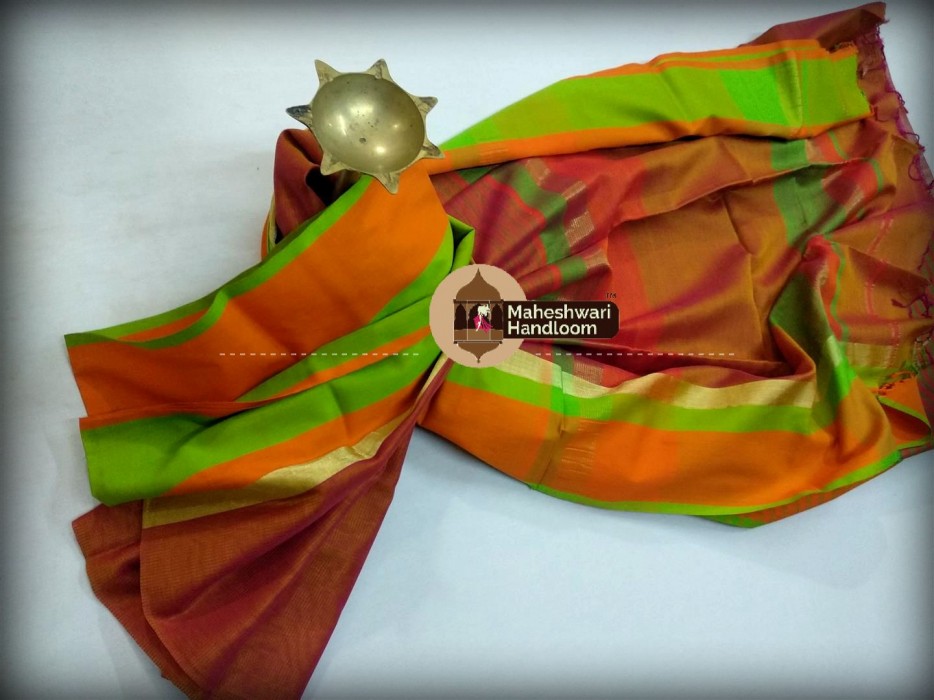 Maheshwari Golden Ganaga Jamuna Saree