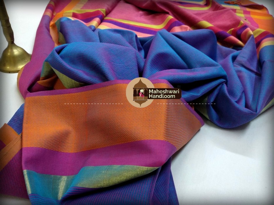 Maheshwari  Sea Blue Ganaga Jamuna Saree