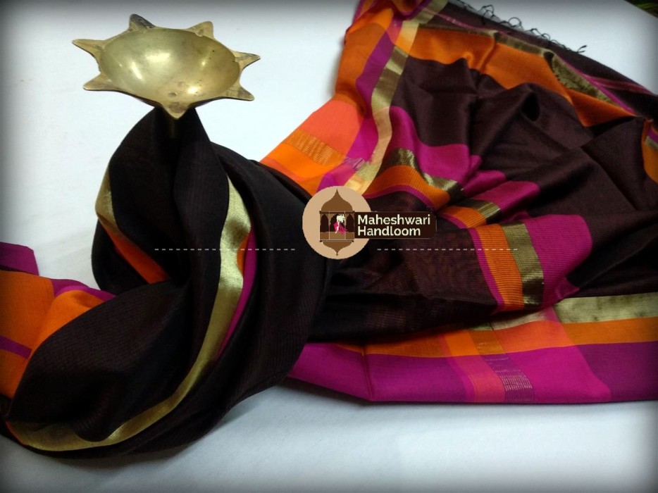 Maheshwari Black  Ganaga Jamuna Saree