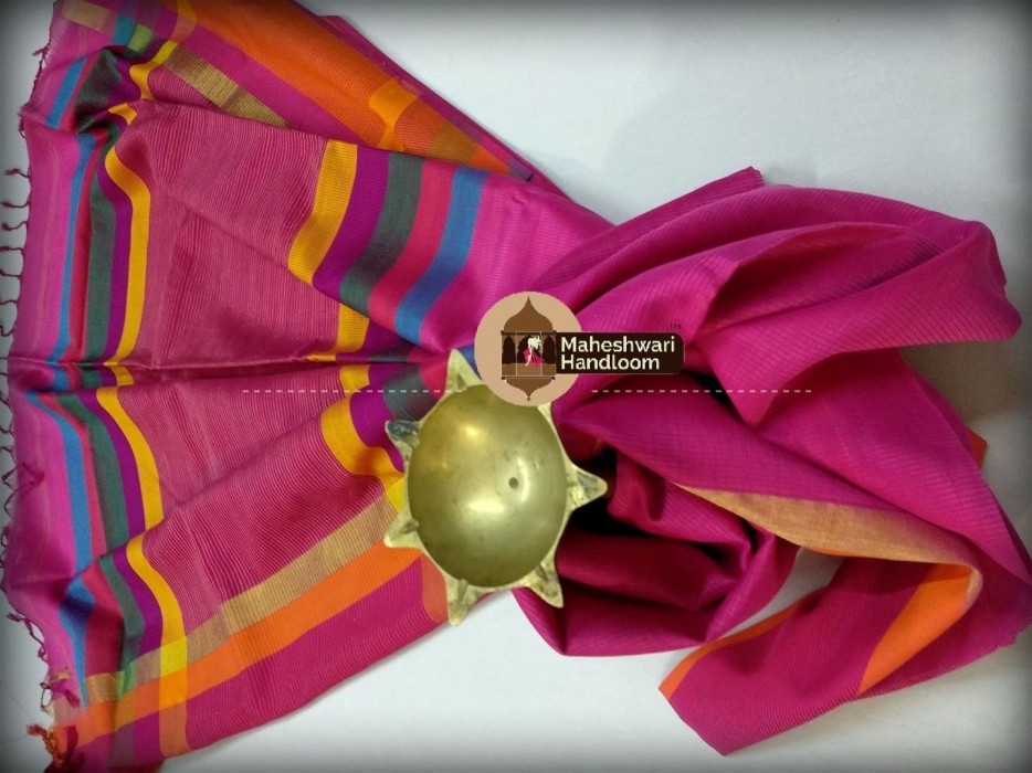 Maheshwari Pink Ganga Jamuna saree