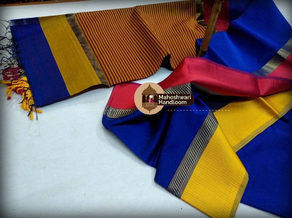 Maheshwari   Blue Ganga Jamuna saree
