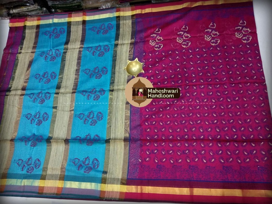 Maheshwari Rani Handblock Print Saree