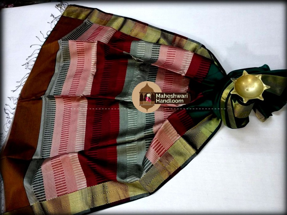 Maheshwari Green Piano Pallu Saree