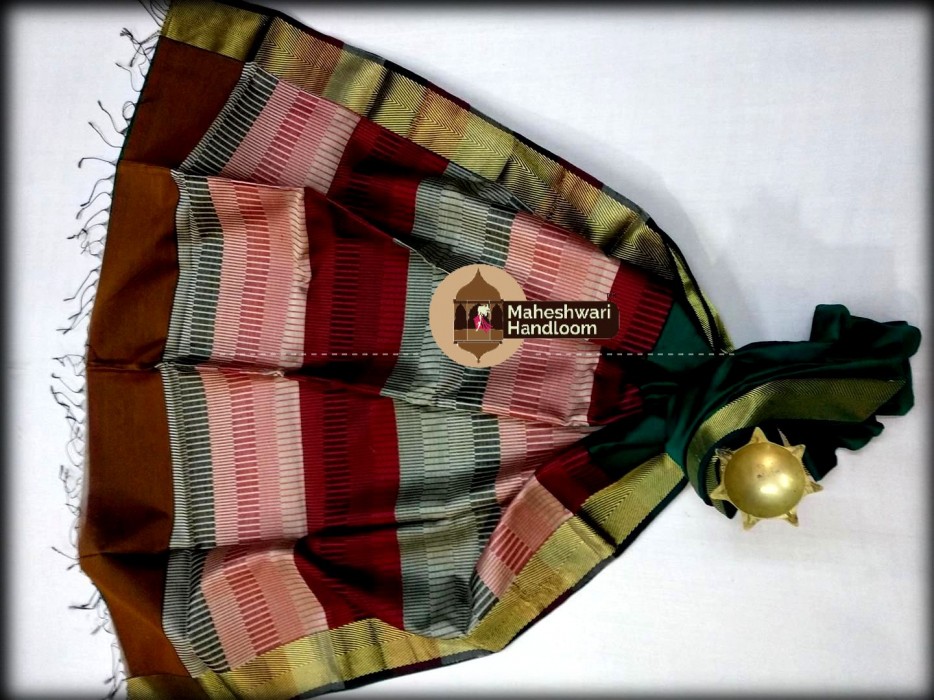 Maheshwari Green Piano Pallu Saree