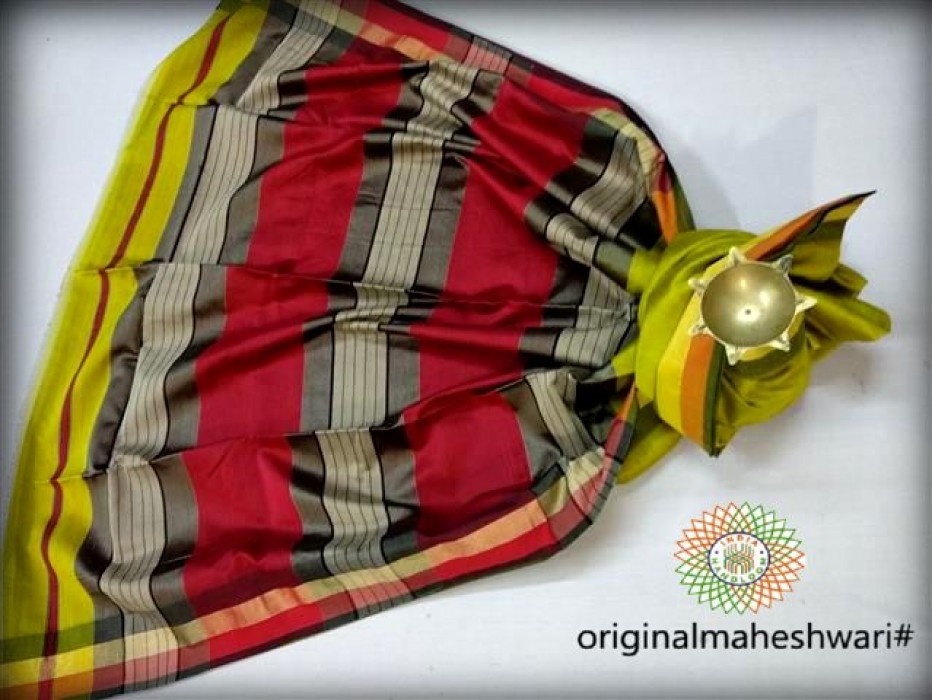   Maheshwari Green   Saree