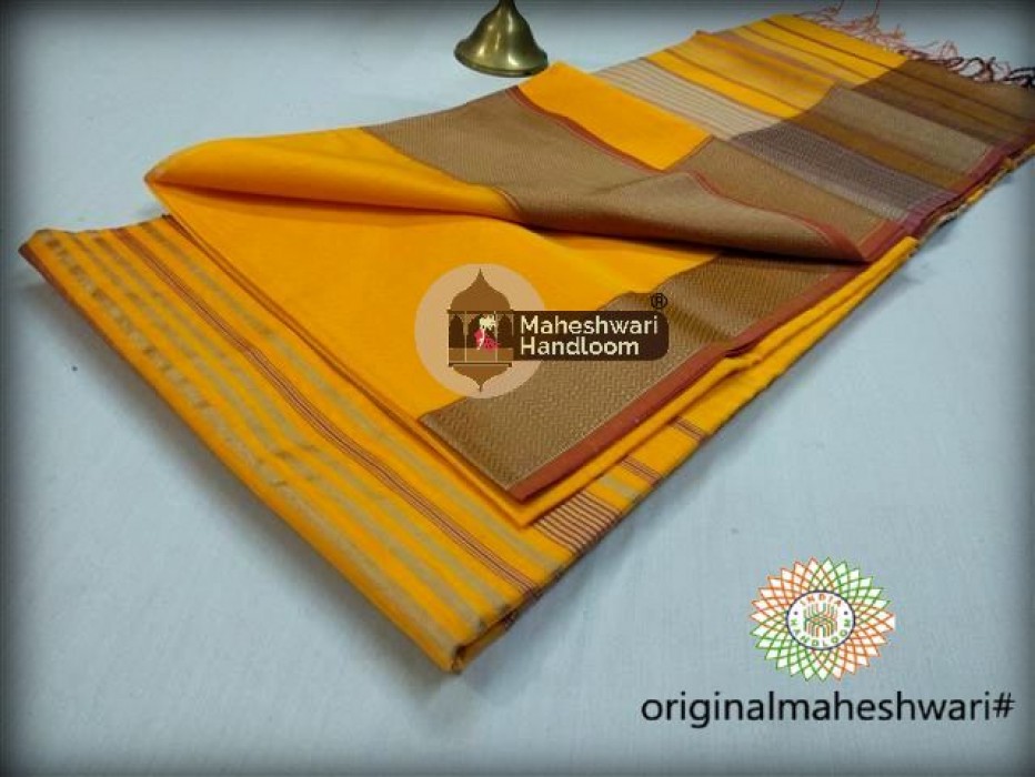 Maheshwari Yellow Resham skirt Border saree