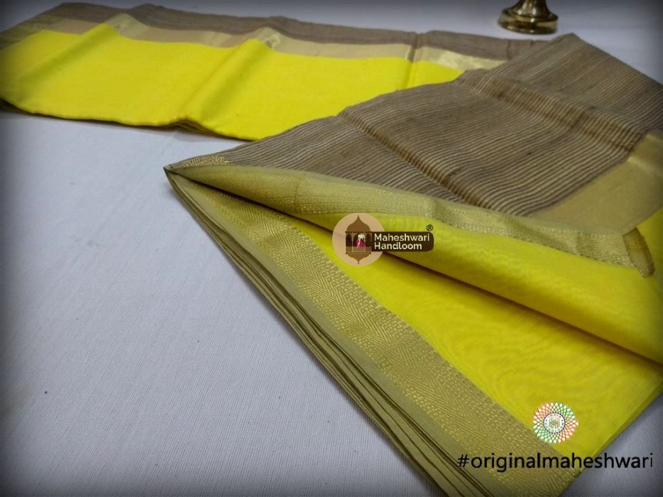 Maheshwari Light Yellow Gicha Pallu Saree