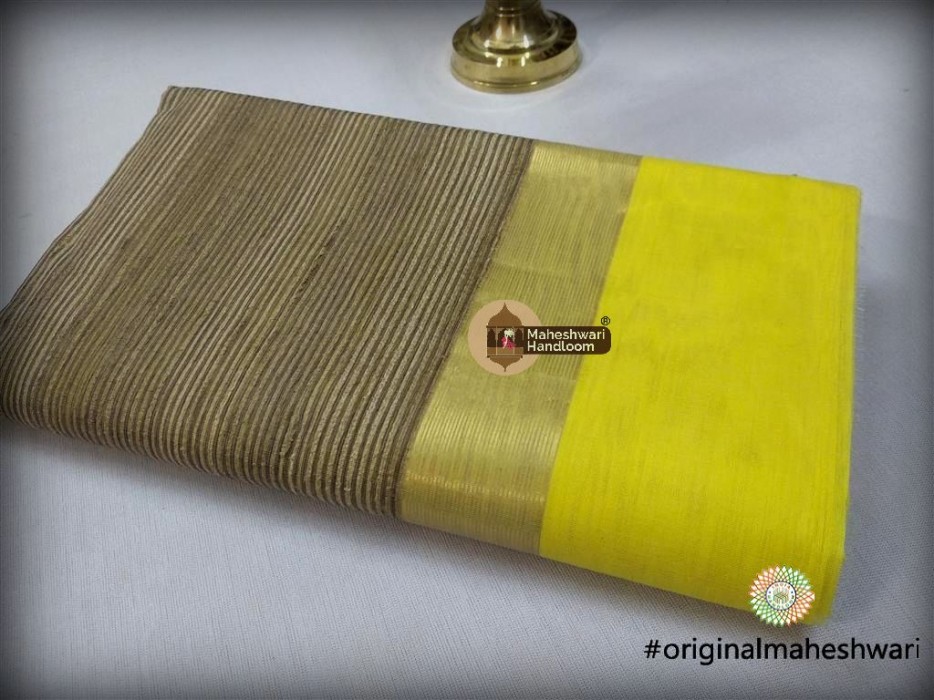 Maheshwari Light Yellow Gicha Pallu Saree