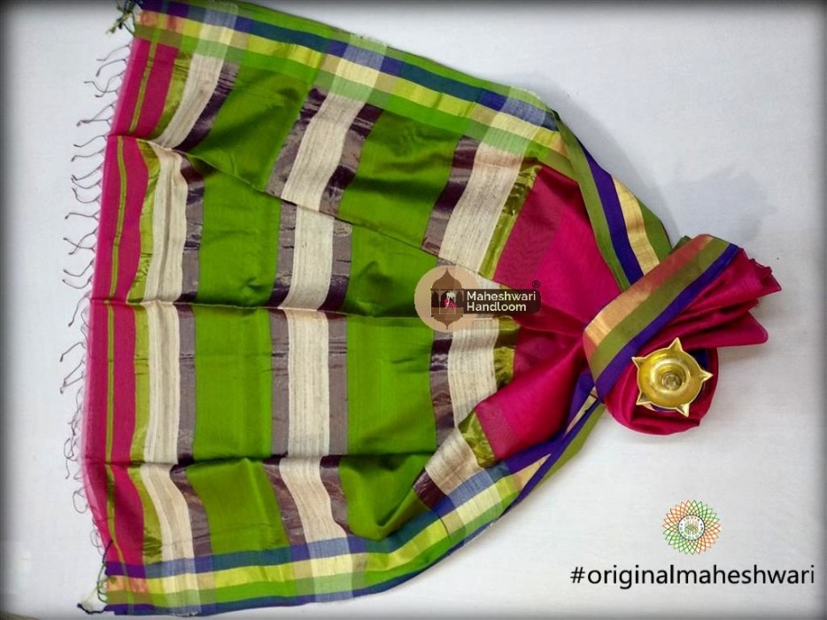 Handwoven Maheshwari Kosa Pallu Pink Saree