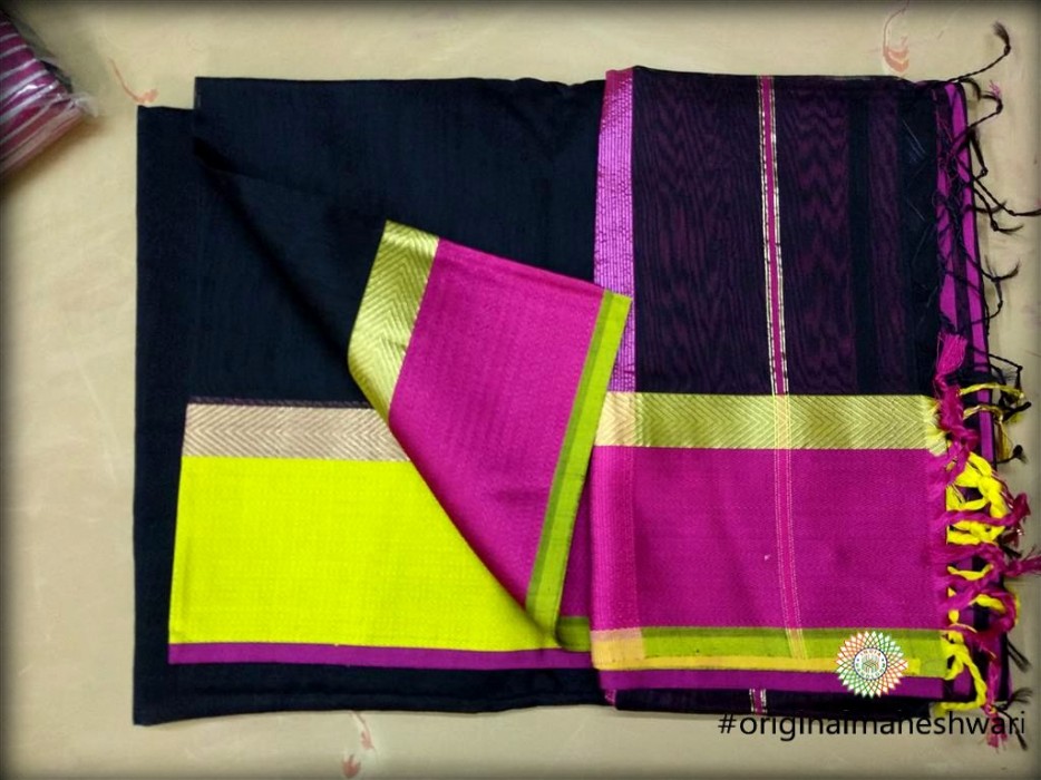 Maheshwari Black Ganga Jamuna saree