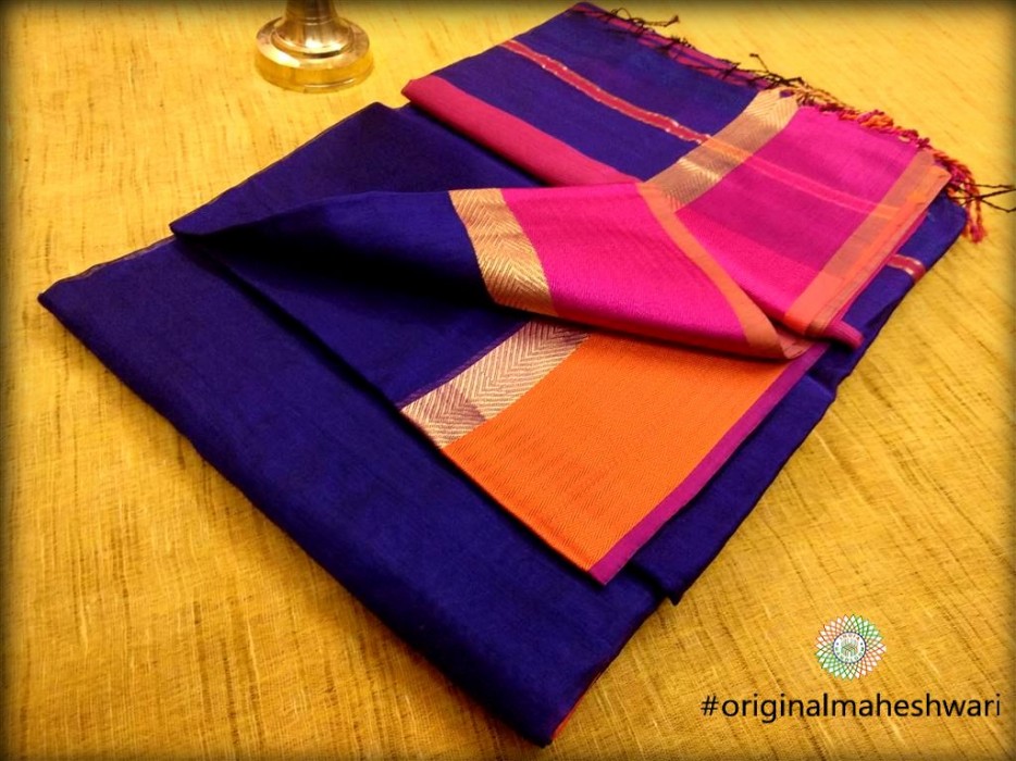 Maheshwari Blue Ganga Jamuna saree